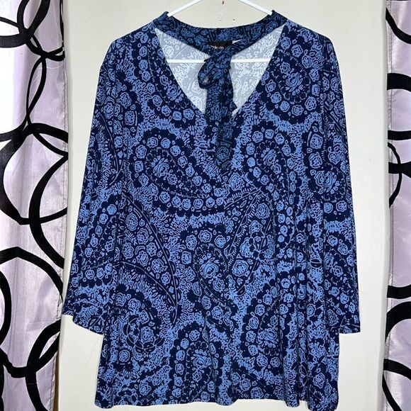 Style & Co Women's Printed Tie-Neck Blouse (XXL, Paisley Cobble) - Picture 1 of 7
